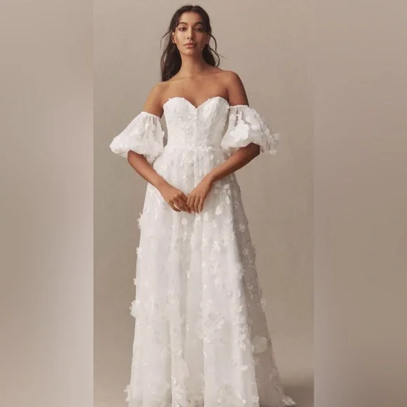 Anthropologie “The Ivy” Ivory Strapless Wedding Dress